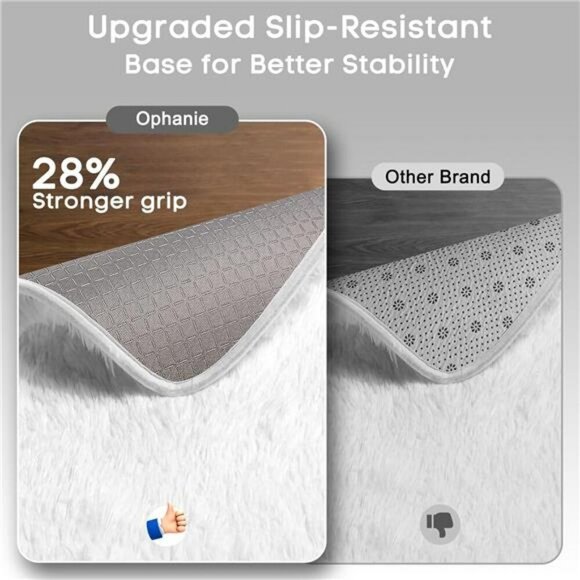 Ophanie White Fluffy Shag Area Rug 4x6 Soft Plush Bedroom Dorm Nursery Carpet - Picture 4 of 7